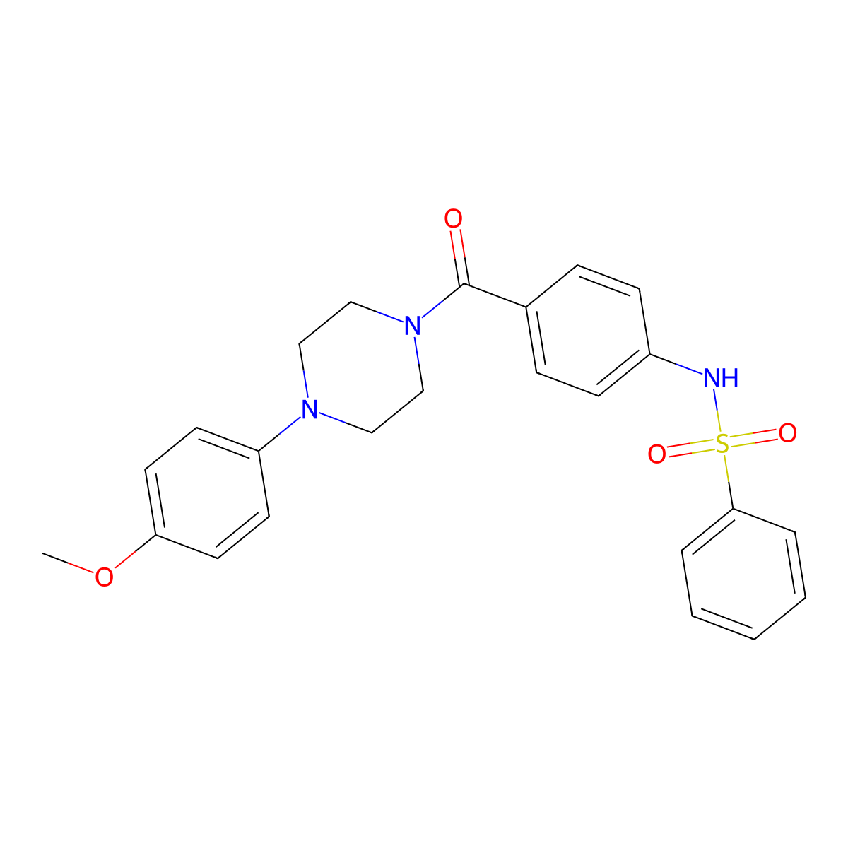 N-[4-[4-(4-methoxyphenyl)piperazine-1-carbonyl]phenyl]benzenesulfonamide molecular structure, CAS 827006-00-8