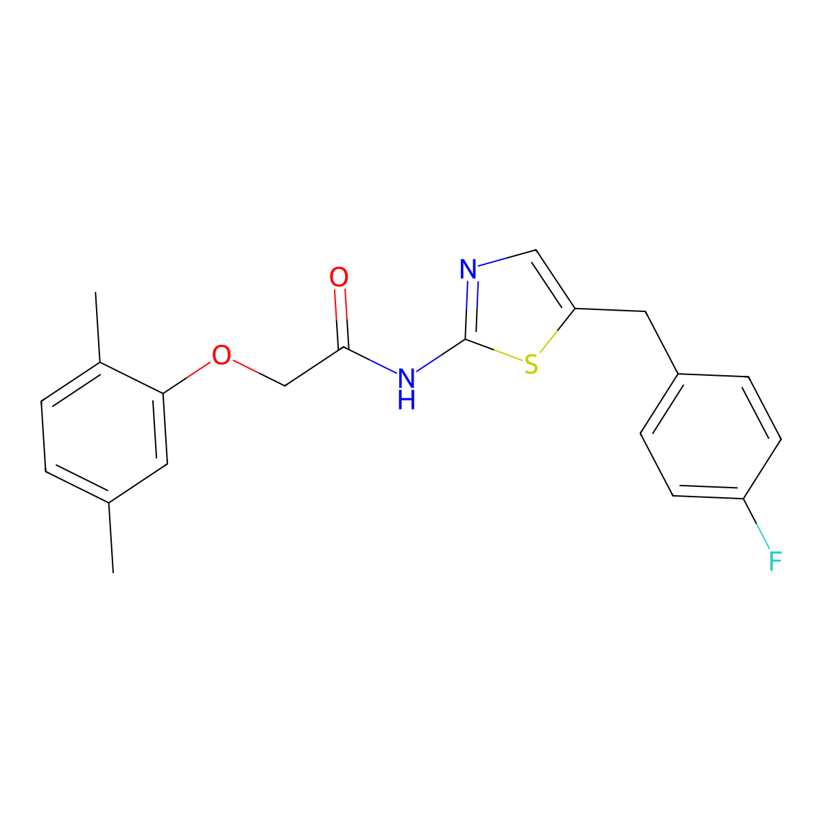 2-(2,5-dimethylphenoxy)-N-[5-[(4-fluorophenyl)methyl]-1,3-thiazol-2-yl]acetamide molecular structure, CAS 827006-12-2