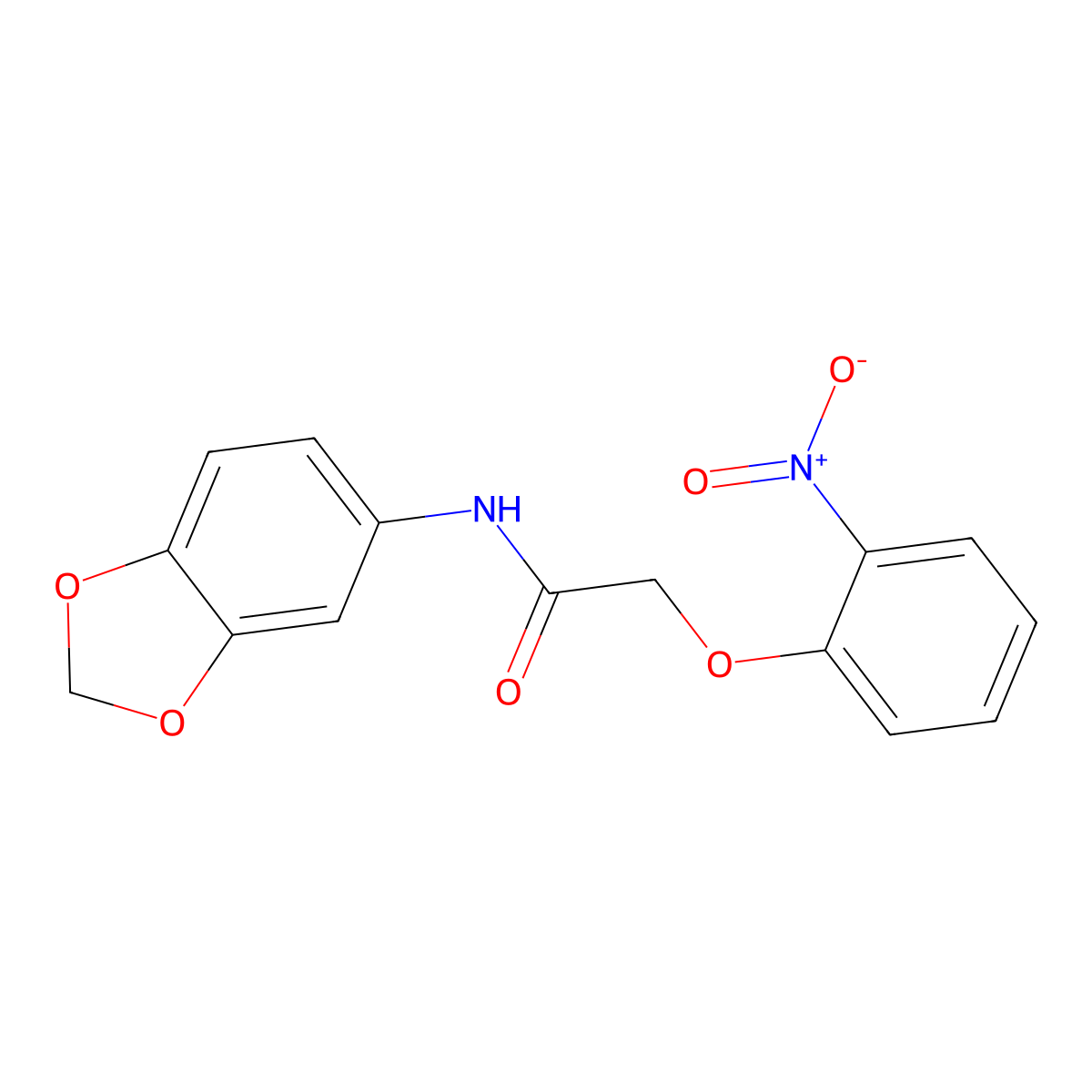 N-1,3-benzodioxol-5-yl-2-(2-nitrophenoxy)acetamide molecular structure, CAS 827006-18-8