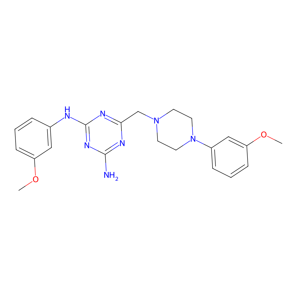 N-(3-methoxyphenyl)-6-{[4-(3-methoxyphenyl)piperazin-1-yl]methyl}-1,3,5-triazine-2,4-diamine molecular structure, CAS 827006-41-7