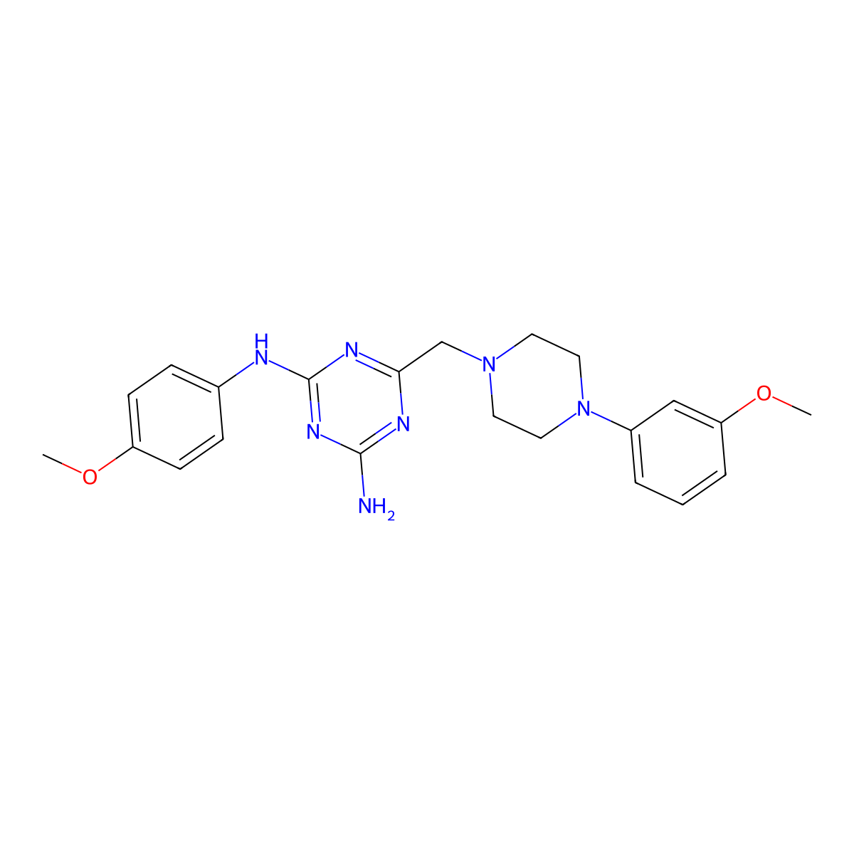 N-(4-amino-6-{[4-(3-methoxyphenyl)piperazino]methyl}-1,3,5-triazin-2-yl)-N-(4-methoxyphenyl)amine molecular structure, CAS 827006-51-9
