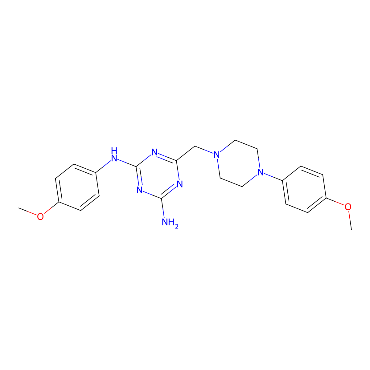 N-(4-amino-6-{[4-(4-methoxyphenyl)piperazino]methyl}-1,3,5-triazin-2-yl)-N-(4-methoxyphenyl)amine molecular structure, CAS 827006-56-4