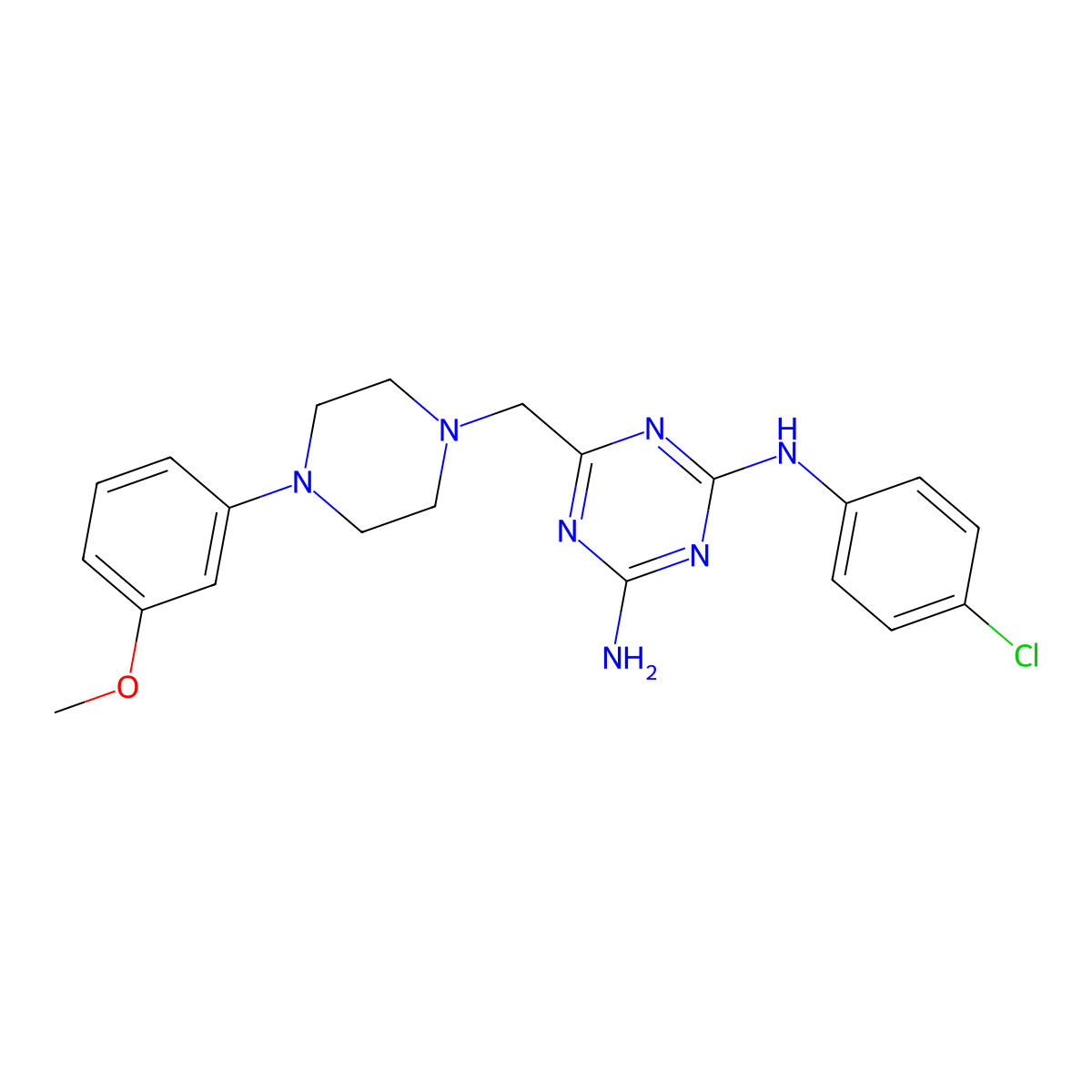 N-(4-amino-6-{[4-(3-methoxyphenyl)piperazino]methyl}-1,3,5-triazin-2-yl)-N-(4-chlorophenyl)amine molecular structure, CAS 827006-76-8