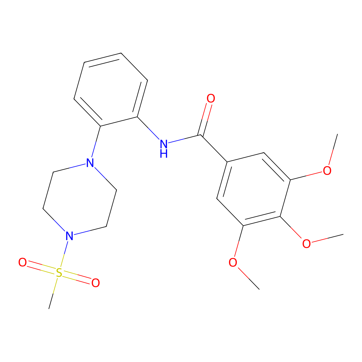 3,4,5-trimethoxy-N-[2-(4-methylsulfonylpiperazin-1-yl)phenyl]benzamide molecular structure, CAS 827006-82-6