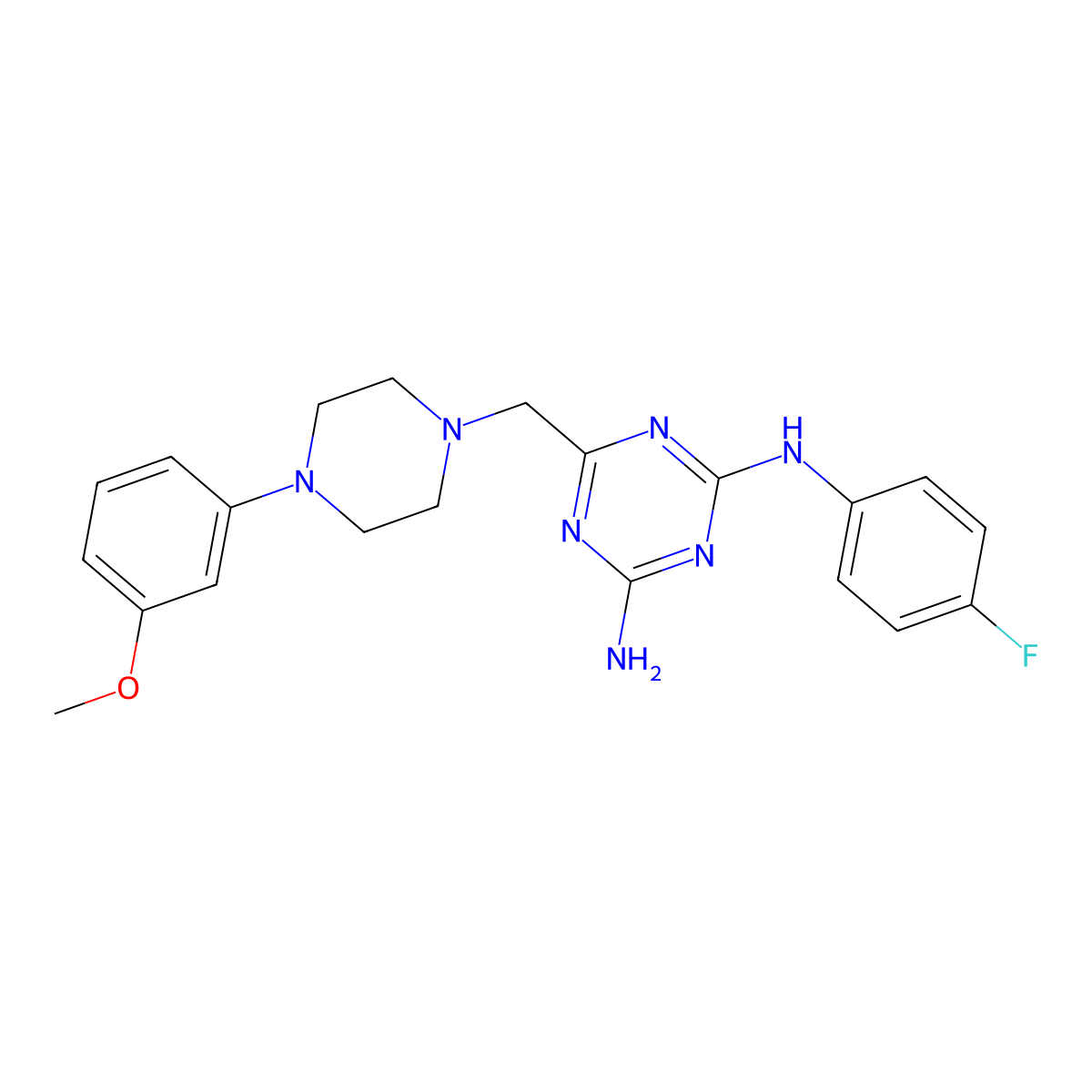 N-(4-fluorophenyl)-6-{[4-(3-methoxyphenyl)piperazin-1-yl]methyl}-1,3,5-triazine-2,4-diamine molecular structure, CAS 827006-86-0