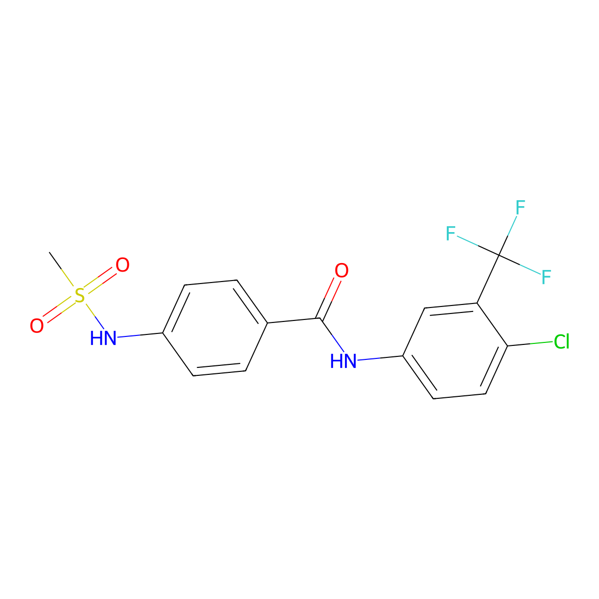 N-[4-chloro-3-(trifluoromethyl)phenyl]-4-(methanesulfonamido)benzamide molecular structure, CAS 827006-93-9