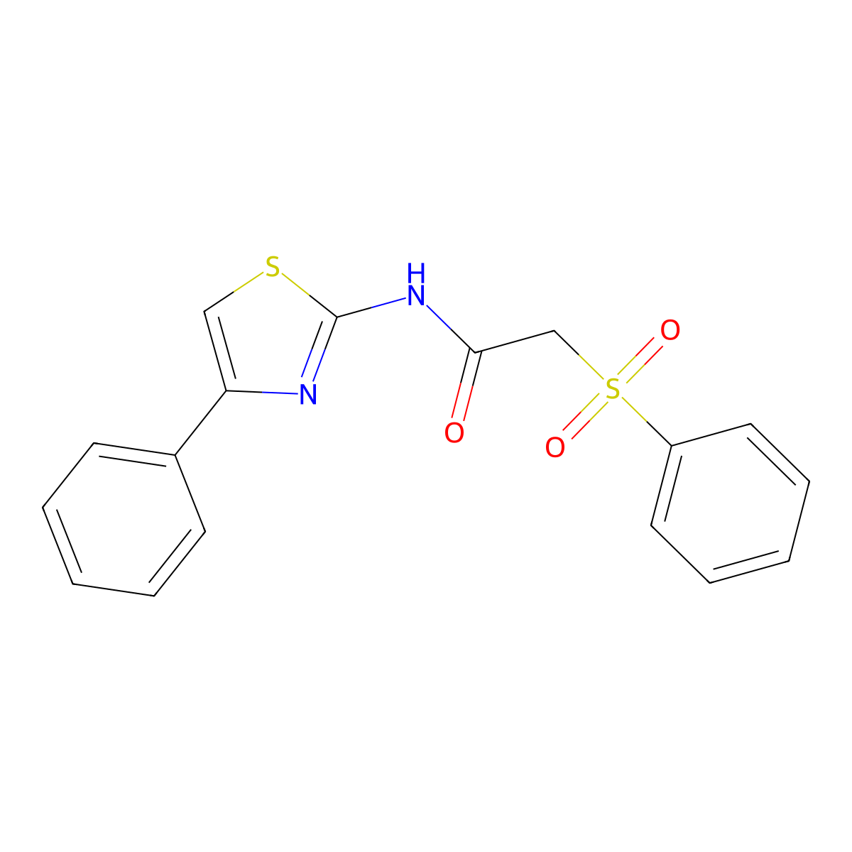 2-(benzenesulfonyl)-N-(4-phenyl-1,3-thiazol-2-yl)acetamide molecular structure, CAS 827007-03-4
