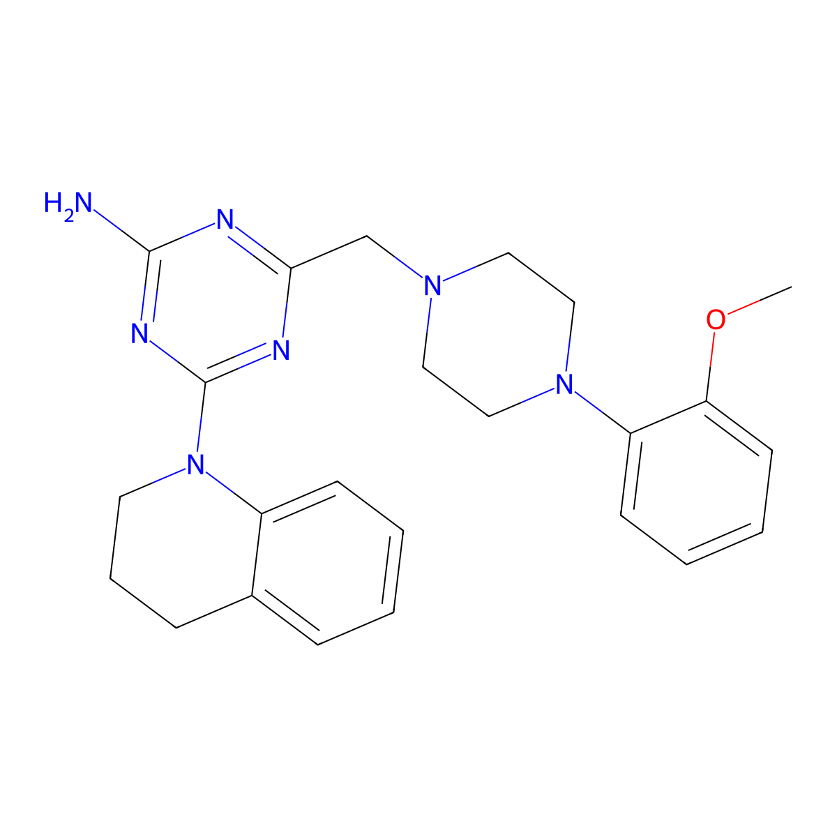 4-(3,4-dihydroquinolin-1(2H)-yl)-6-{[4-(2-methoxyphenyl)piperazin-1-yl]methyl}-1,3,5-triazin-2-amine molecular structure, CAS 827007-16-9