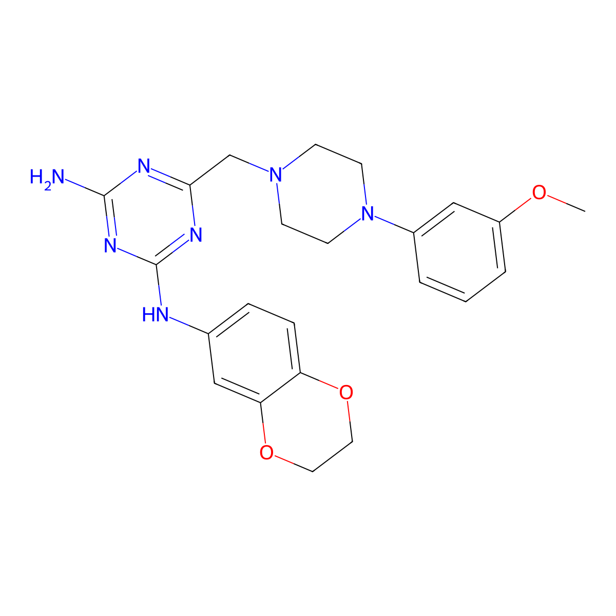 N-(4-amino-6-{[4-(3-methoxyphenyl)piperazino]methyl}-1,3,5-triazin-2-yl)-N-(2,3-dihydro-1,4-benzodioxin-6-yl)amine molecular structure, CAS 827007-27-2