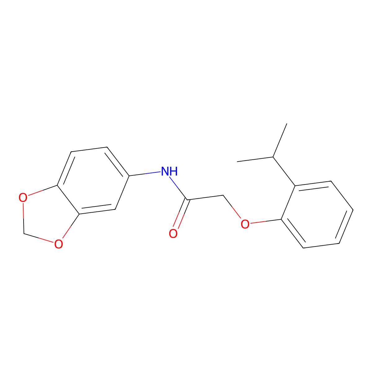 N-1,3-Benzodioxol-5-yl-2-[2-(1-methylethyl)phenoxy]acetamide molecular structure, CAS 827007-50-1