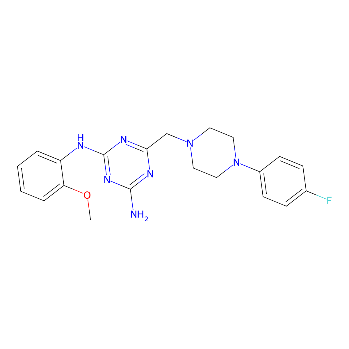 6-{[4-(4-fluorophenyl)piperazin-1-yl]methyl}-N-(2-methoxyphenyl)-1,3,5-triazine-2,4-diamine molecular structure, CAS 827007-74-9