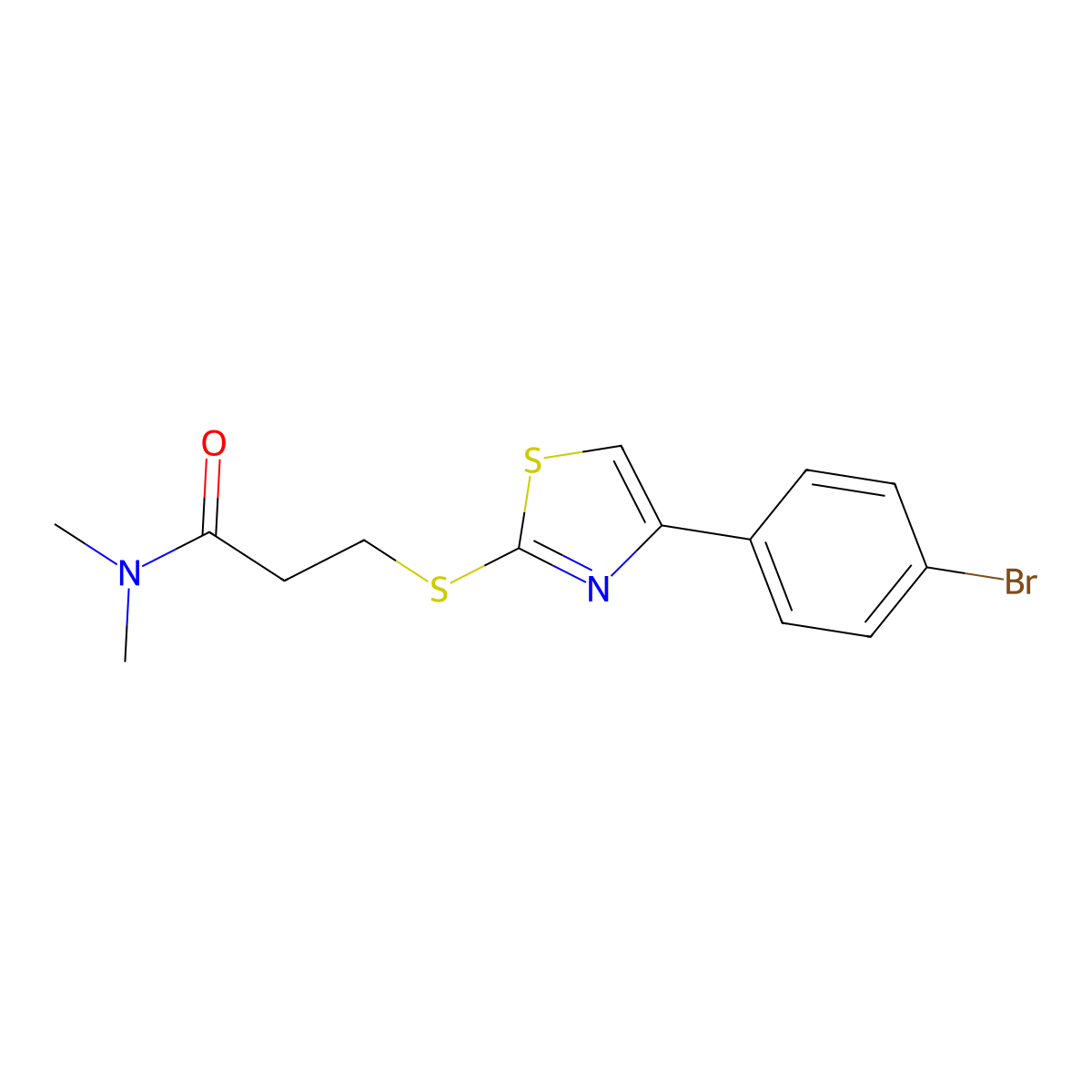 3-[[4-(4-bromophenyl)-1,3-thiazol-2-yl]sulfanyl]-N,N-dimethylpropanamide molecular structure, CAS 827007-75-0