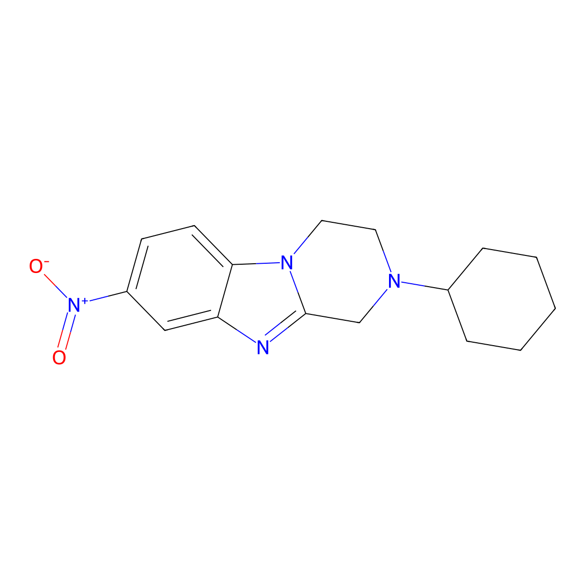 2-cyclohexyl-8-nitro-3,4-dihydro-1H-pyrazino[1,2-a]benzimidazole molecular structure, CAS 827007-76-1