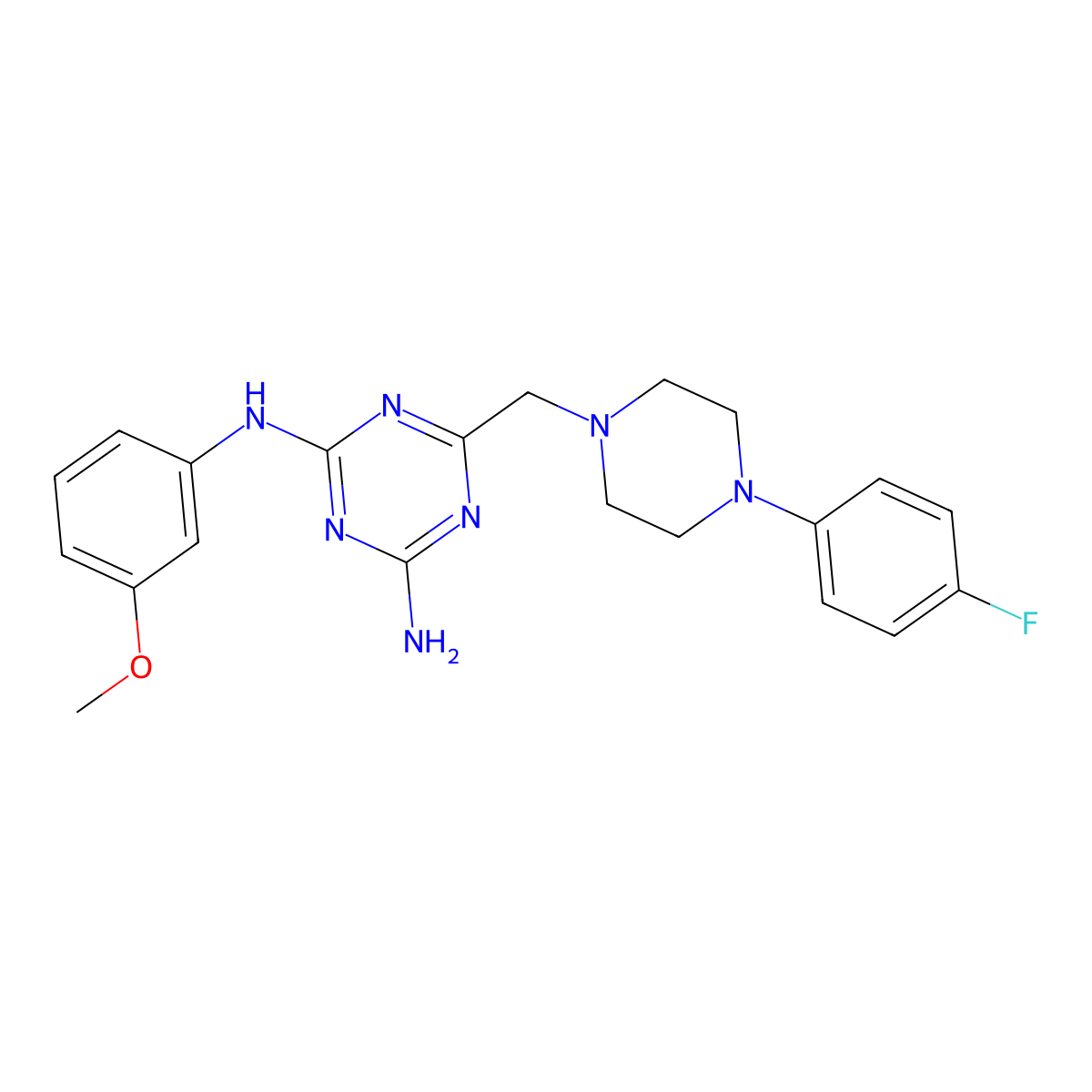 6-{[4-(4-fluorophenyl)piperazin-1-yl]methyl}-N-(3-methoxyphenyl)-1,3,5-triazine-2,4-diamine molecular structure, CAS 827007-91-0