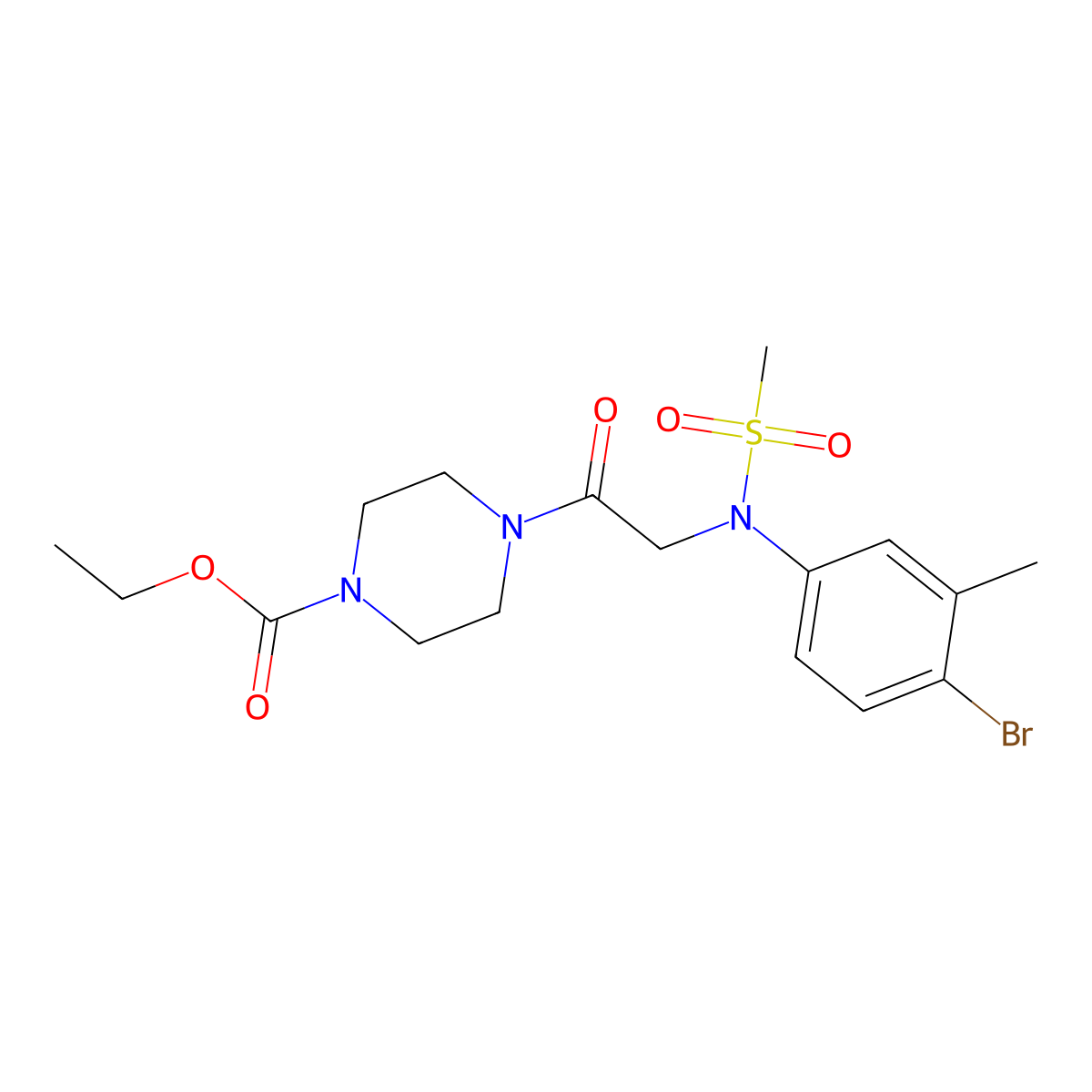 ethyl 4-[N-(4-bromo-3-methylphenyl)-N-(methylsulfonyl)glycyl]piperazine-1-carboxylate molecular structure, CAS 827007-94-3