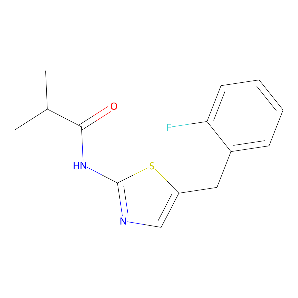 N-[5-[(2-fluorophenyl)methyl]-1,3-thiazol-2-yl]-2-methylpropanamide molecular structure, CAS 827008-06-0