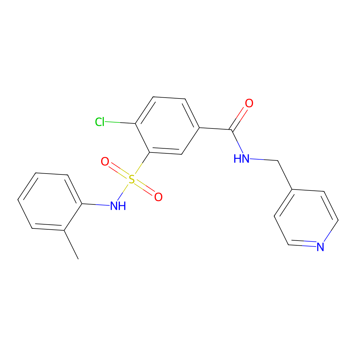 4-chloro-3-[(2-methylphenyl)sulfamoyl]-N-(pyridin-4-ylmethyl)benzamide molecular structure, CAS 827008-71-9