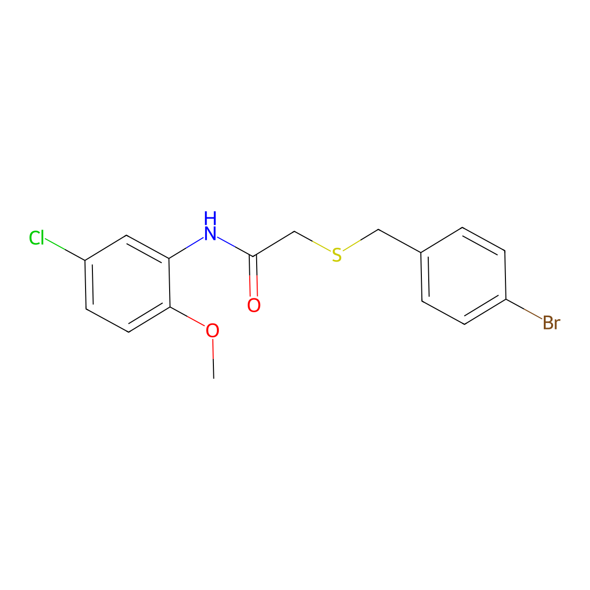 2-[(4-bromophenyl)methylsulfanyl]-N-(5-chloro-2-methoxyphenyl)acetamide molecular structure, CAS 827008-73-1