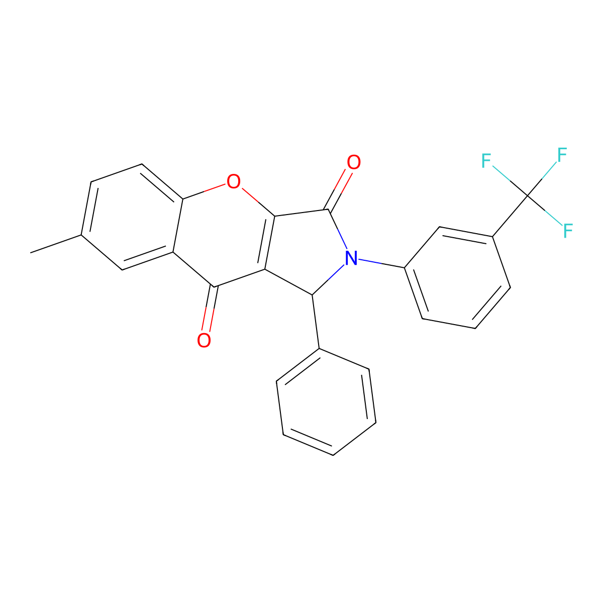 7-methyl-1-phenyl-2-[3-(trifluoromethyl)phenyl]-1H-chromeno[2,3-c]pyrrole-3,9-dione molecular structure, CAS 827008-77-5