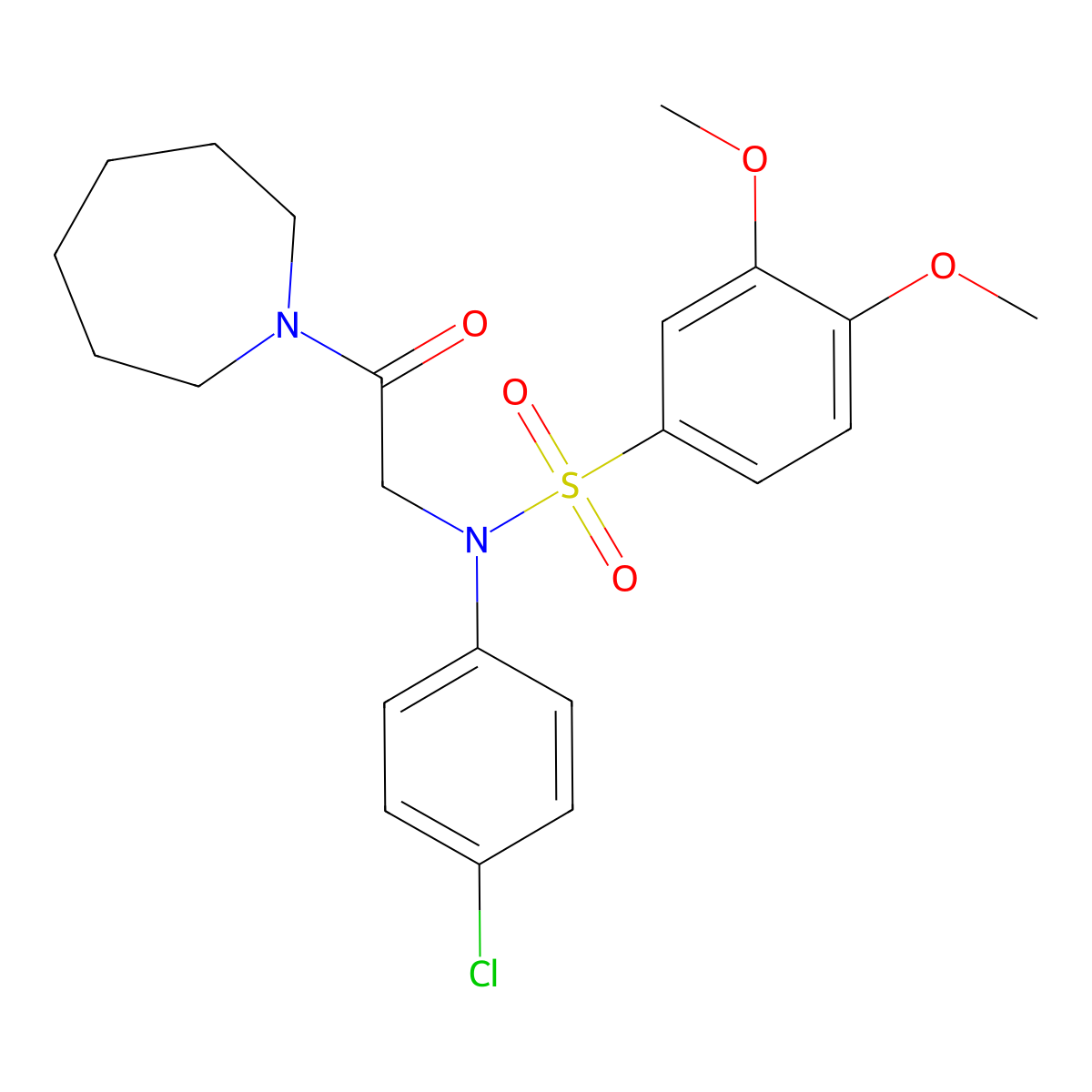 N-[2-(azepan-1-yl)-2-oxoethyl]-N-(4-chlorophenyl)-3,4-dimethoxybenzenesulfonamide molecular structure, CAS 827008-78-6