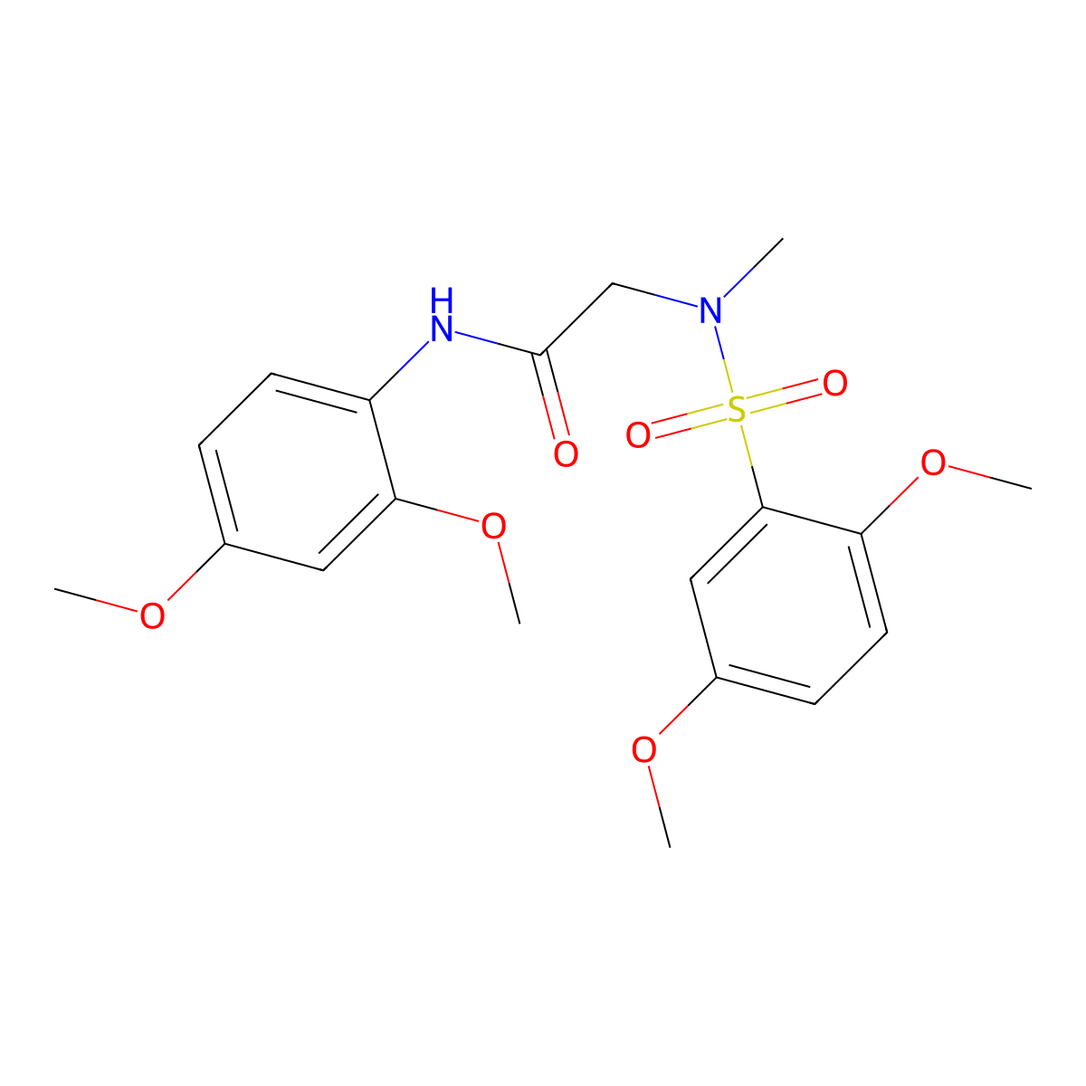 N-(2,4-dimethoxyphenyl)-2-[(2,5-dimethoxyphenyl)sulfonyl-methylamino]acetamide molecular structure, CAS 827008-89-9