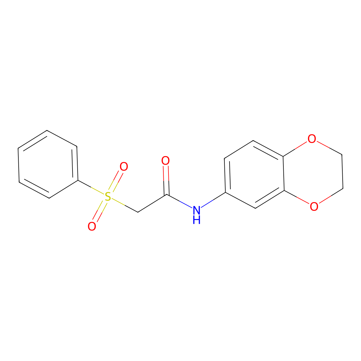 2-(benzenesulfonyl)-N-(2,3-dihydro-1,4-benzodioxin-6-yl)acetamide molecular structure, CAS 827009-33-6