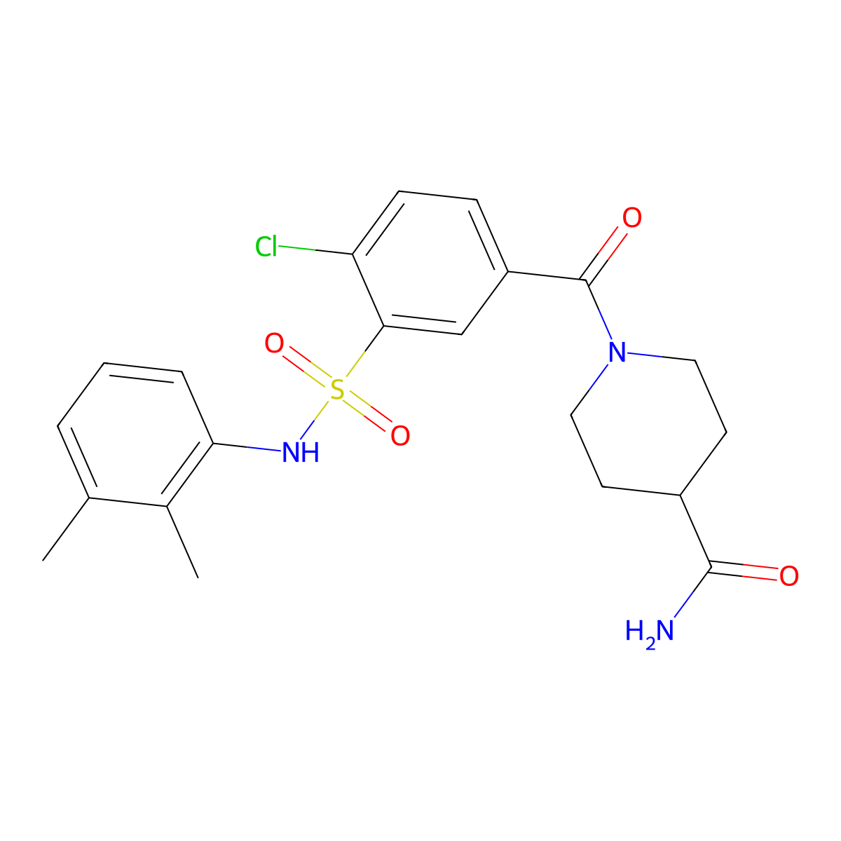 1-[4-Chloro-3-[(2,3-dimethylphenyl)sulfamoyl]benzoyl]piperidine-4-carboxamide molecular structure, CAS 827009-65-4