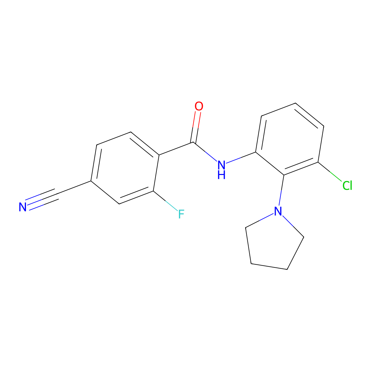 N-(3-chloro-2-pyrrolidin-1-ylphenyl)-4-cyano-2-fluorobenzamide molecular structure, CAS 827009-67-6