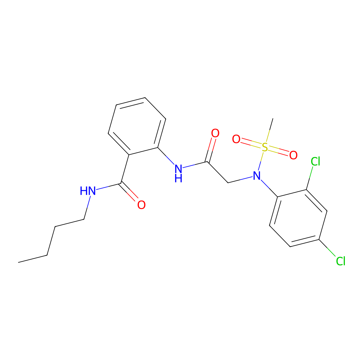 N-butyl-2-[[2-(2,4-dichloro-N-methylsulfonylanilino)acetyl]amino]benzamide molecular structure, CAS 827009-87-0