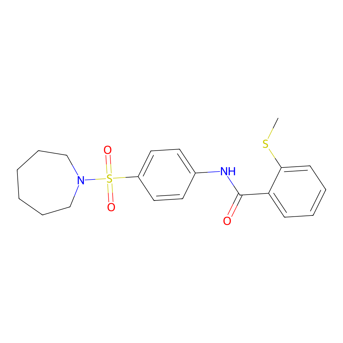 N-[4-(azepan-1-ylsulfonyl)phenyl]-2-methylsulfanylbenzamide molecular structure, CAS 827010-15-1