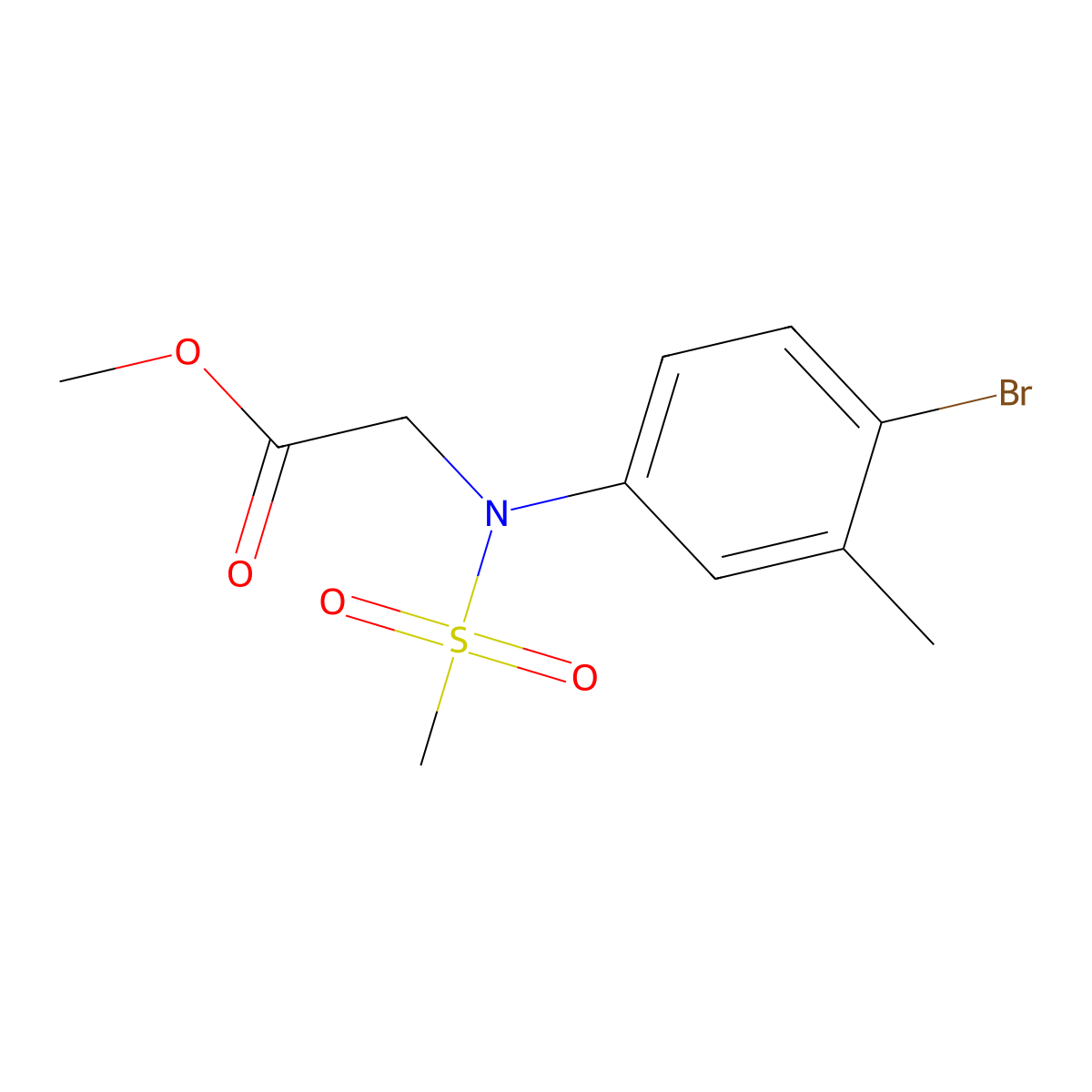 Methyl N-(4-bromo-3-methylphenyl)-N-(methylsulfonyl)glycinate molecular structure, CAS 827010-25-3