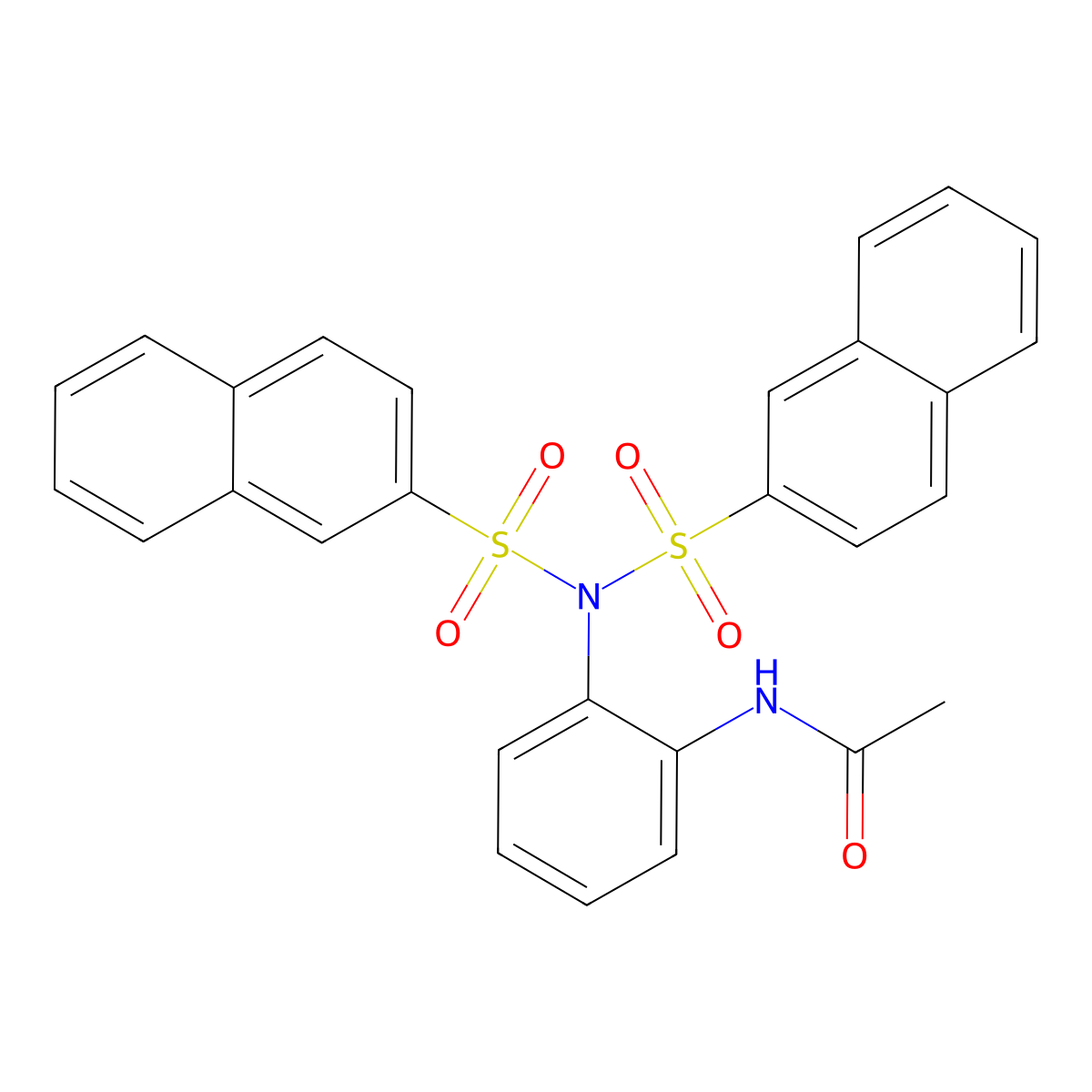 N-{2-[bis(naphthalen-2-ylsulfonyl)amino]phenyl}acetamide molecular structure, CAS 827010-26-4