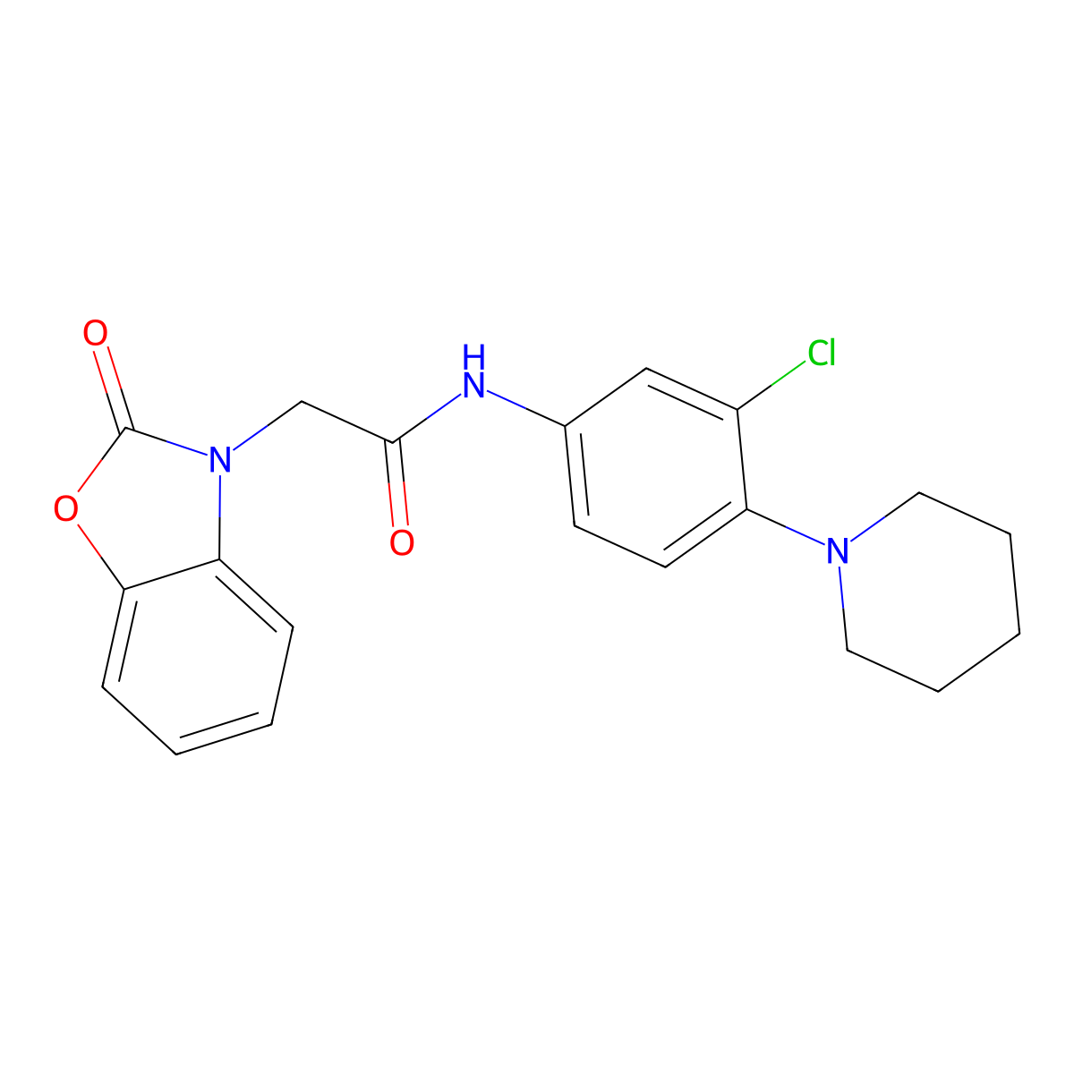 N-(3-chloro-4-piperidin-1-ylphenyl)-2-(2-oxo-1,3-benzoxazol-3-yl)acetamide molecular structure, CAS 827010-43-5