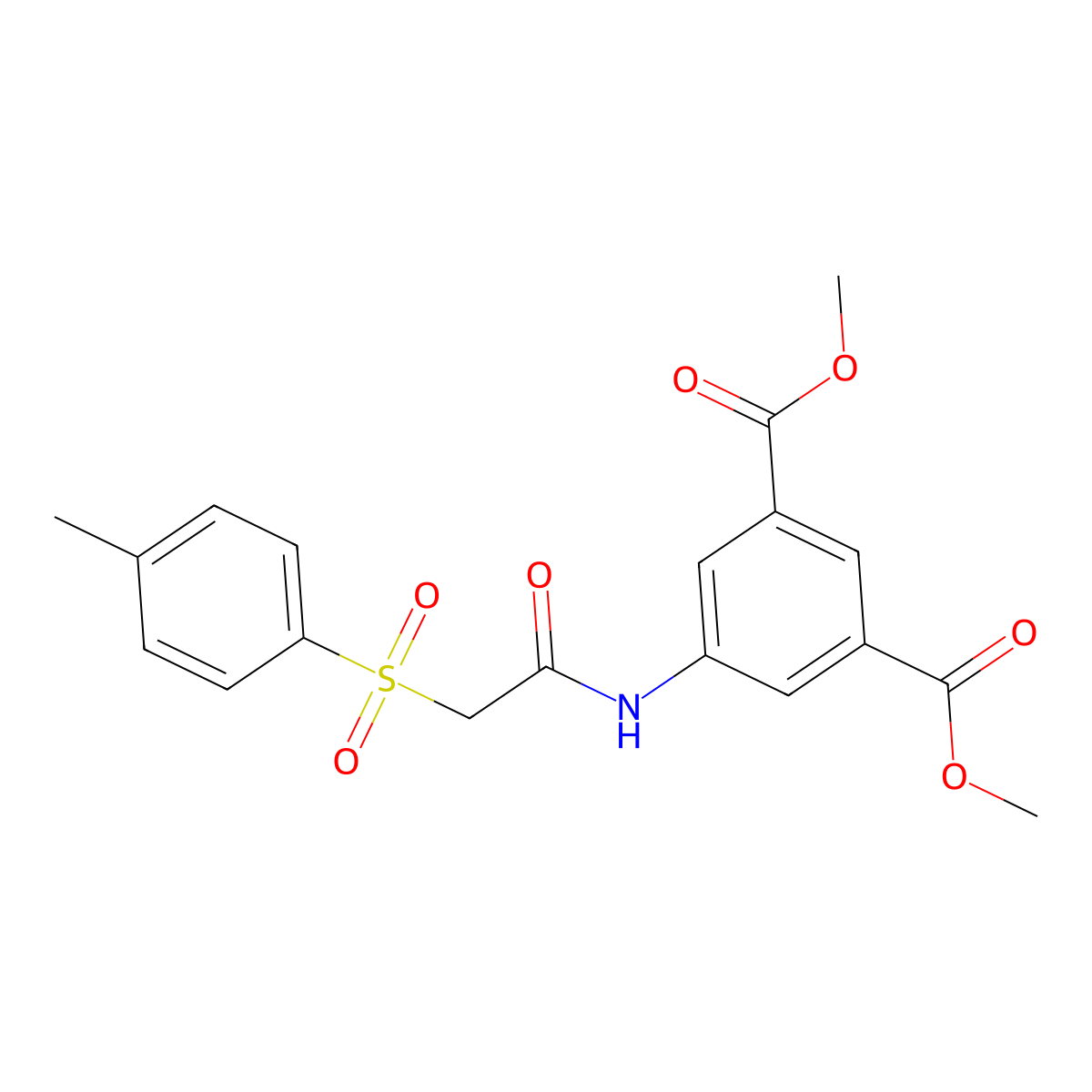 Dimethyl 5-({[(4-methylphenyl)sulfonyl]acetyl}amino)benzene-1,3-dicarboxylate molecular structure, CAS 827010-46-8