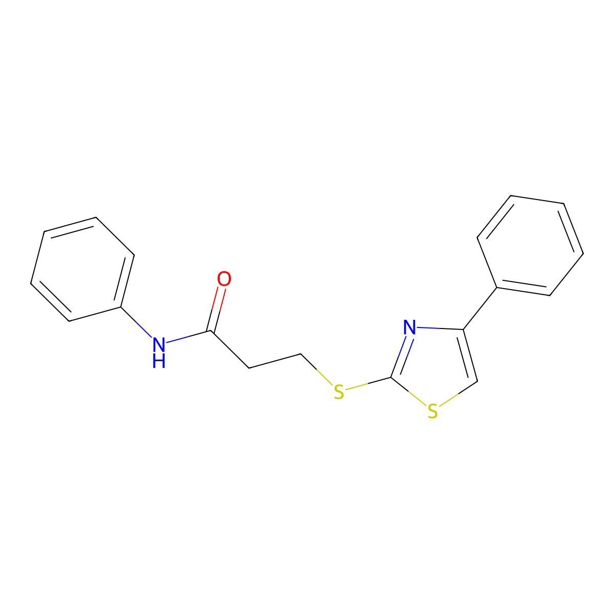 N-phenyl-3-[(4-phenyl-1,3-thiazol-2-yl)sulfanyl]propanamide molecular structure, CAS 827010-76-4