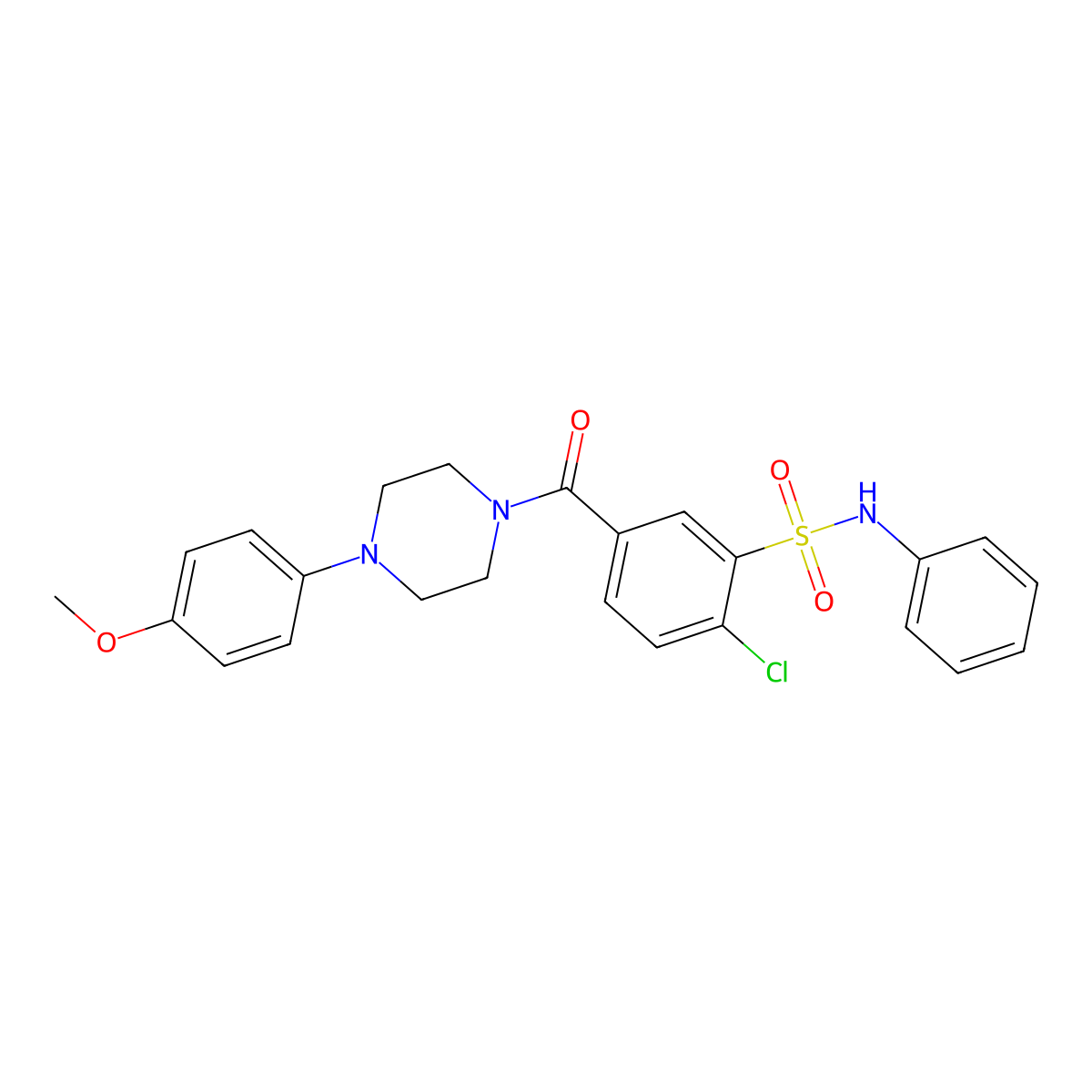 2-chloro-5-[4-(4-methoxyphenyl)piperazine-1-carbonyl]-N-phenylbenzenesulfonamide molecular structure, CAS 827010-80-0