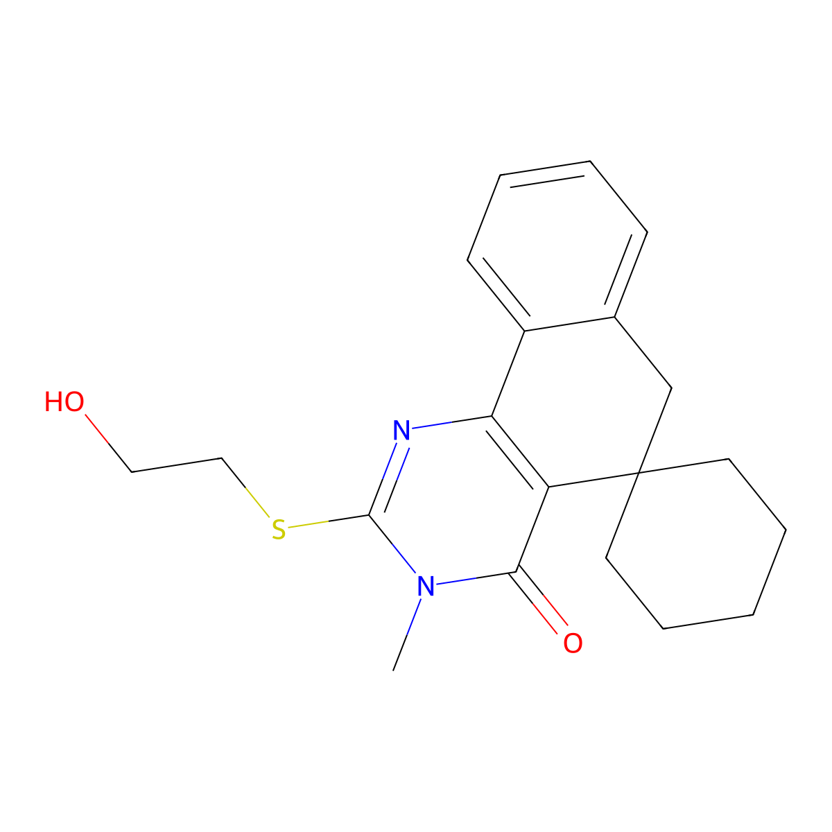 2-(2-hydroxyethylsulfanyl)-3-methylspiro[6H-benzo[h]quinazoline-5,1'-cyclohexane]-4-one molecular structure, CAS 827010-93-5