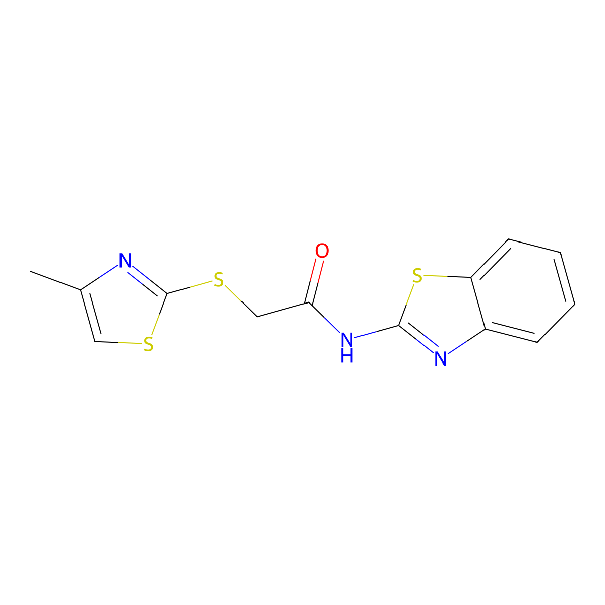 N-(1,3-benzothiazol-2-yl)-2-[(4-methyl-1,3-thiazol-2-yl)sulfanyl]acetamide molecular structure, CAS 827011-09-6