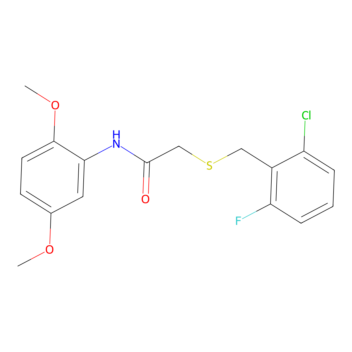 2-[(2-chloro-6-fluorophenyl)methylsulfanyl]-N-(2,5-dimethoxyphenyl)acetamide molecular structure, CAS 827011-11-0