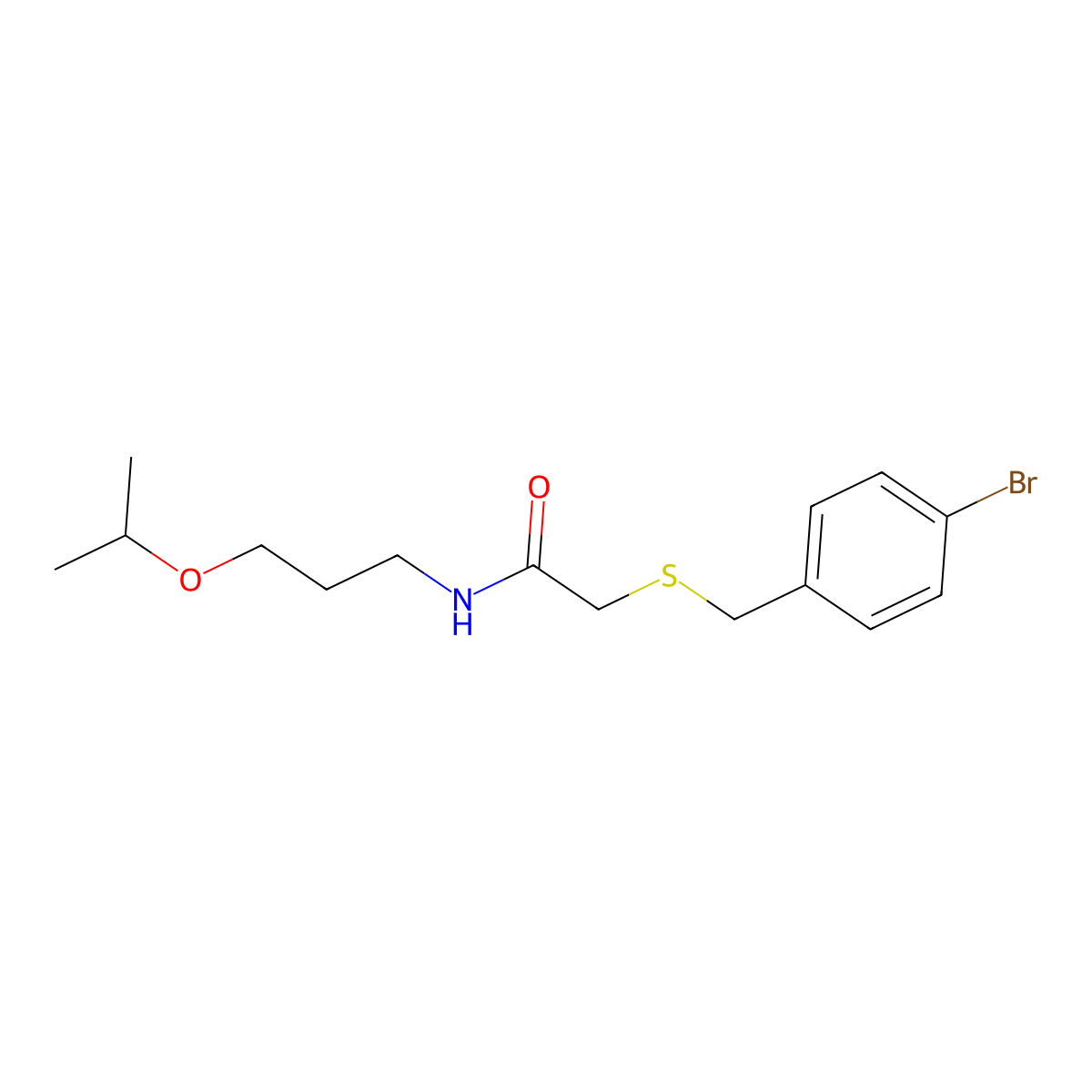 2-[(4-bromophenyl)methylsulfanyl]-N-(3-propan-2-yloxypropyl)acetamide molecular structure, CAS 827011-17-6