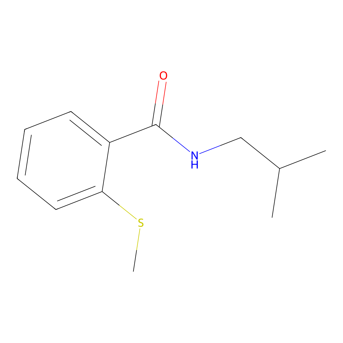 N-(2-methylpropyl)-2-methylsulfanylbenzamide molecular structure, CAS 827011-26-7