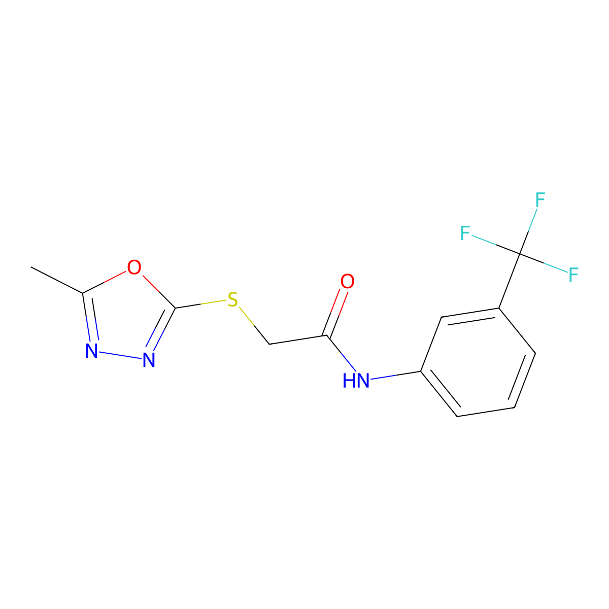 2-[(5-methyl-1,3,4-oxadiazol-2-yl)sulfanyl]-N-[3-(trifluoromethyl)phenyl]acetamide molecular structure, CAS 827011-37-0