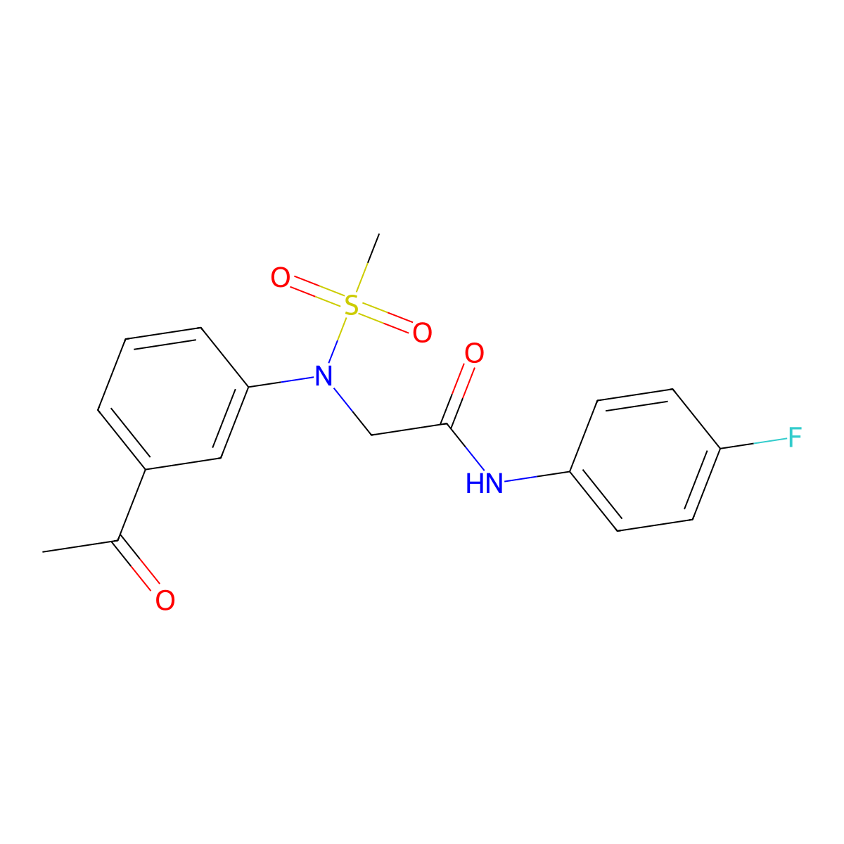 2-(3-acetyl-N-methylsulfonylanilino)-N-(4-fluorophenyl)acetamide molecular structure, CAS 827011-46-1