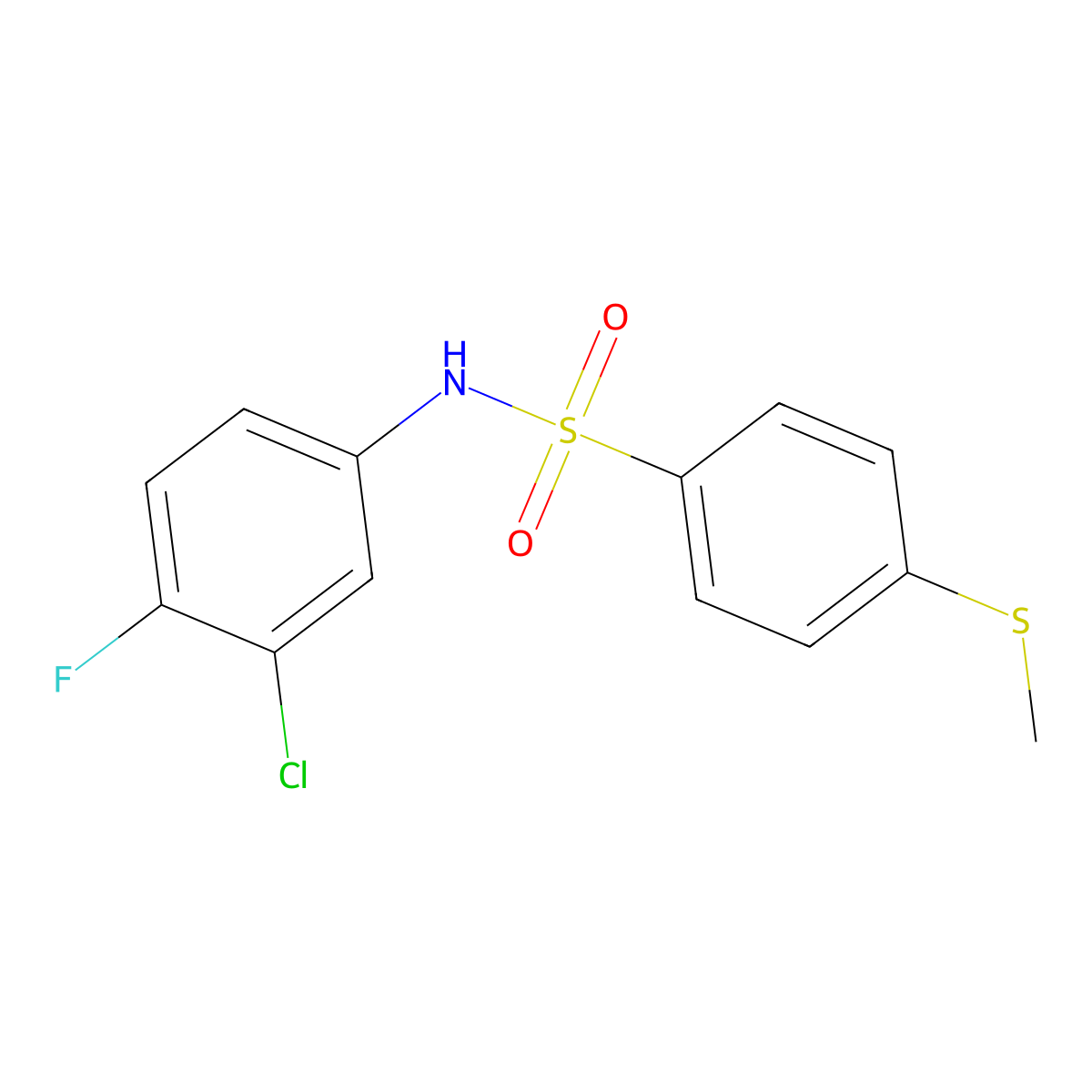 N-(3-chloro-4-fluorophenyl)-4-methylsulfanylbenzenesulfonamide molecular structure, CAS 827011-47-2
