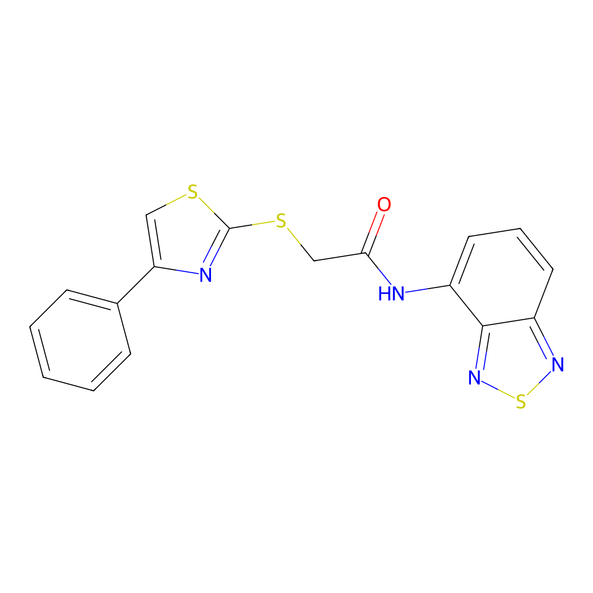 N-(2,1,3-benzothiadiazol-4-yl)-2-[(4-phenyl-1,3-thiazol-2-yl)sulfanyl]acetamide molecular structure, CAS 827011-53-0