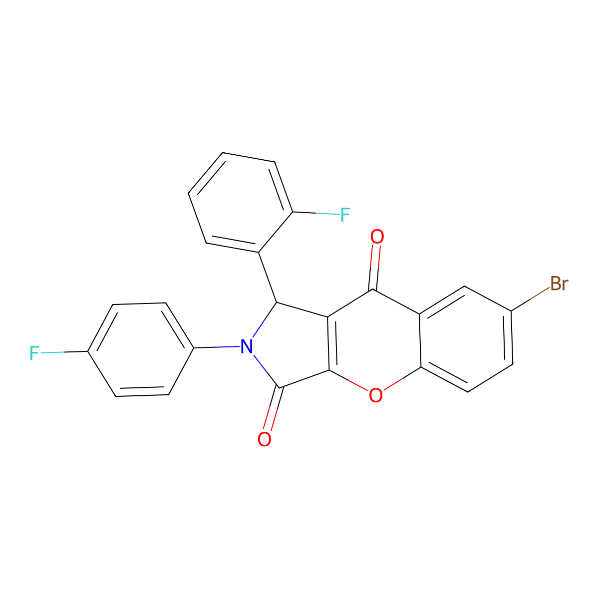 7-bromo-1-(2-fluorophenyl)-2-(4-fluorophenyl)-1H-chromeno[2,3-c]pyrrole-3,9-dione molecular structure, CAS 827011-62-1