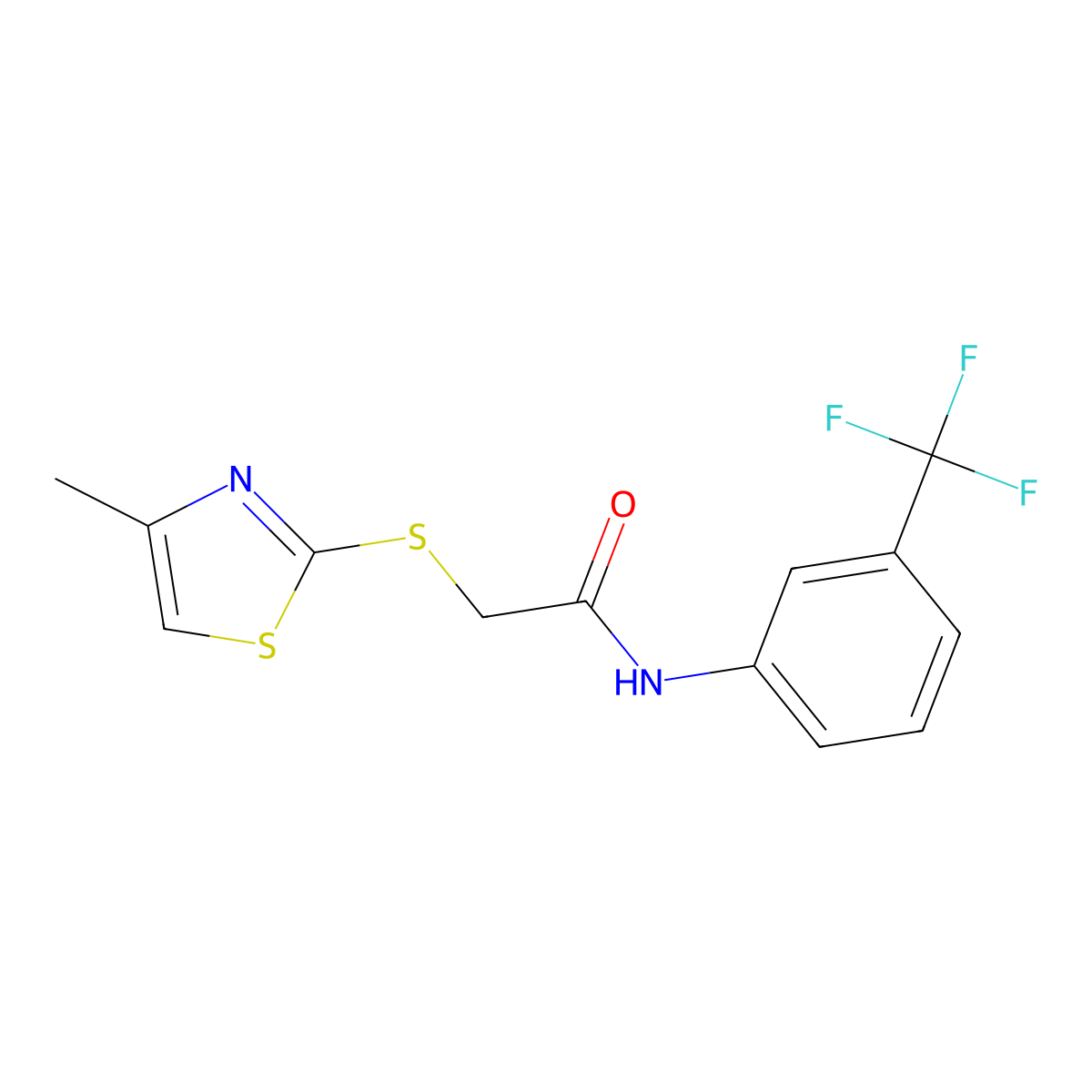 2-[(4-methyl-1,3-thiazol-2-yl)sulfanyl]-N-[3-(trifluoromethyl)phenyl]acetamide molecular structure, CAS 827011-67-6