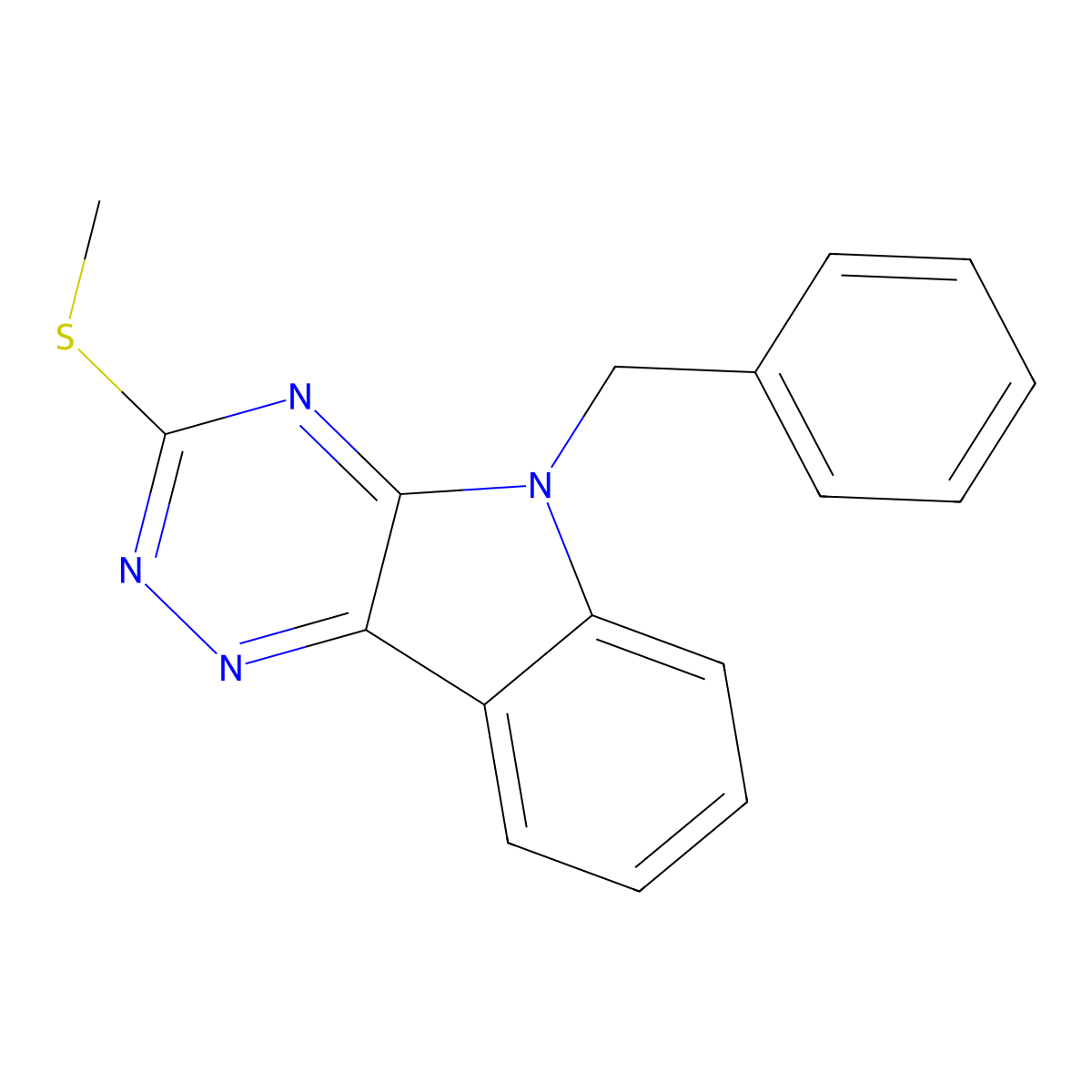 5-Benzyl-3-methylsulfanyl-[1,2,4]triazino[5,6-b]indole molecular structure, CAS 827011-68-7