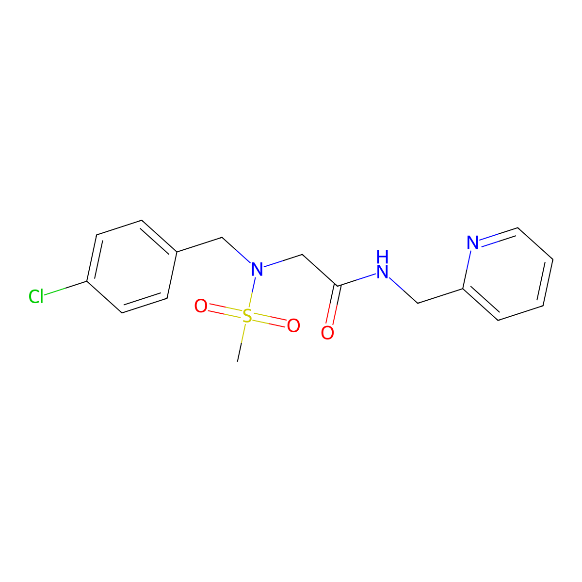 2-[(4-chlorophenyl)methyl-methylsulfonylamino]-N-(pyridin-2-ylmethyl)acetamide molecular structure, CAS 827011-70-1