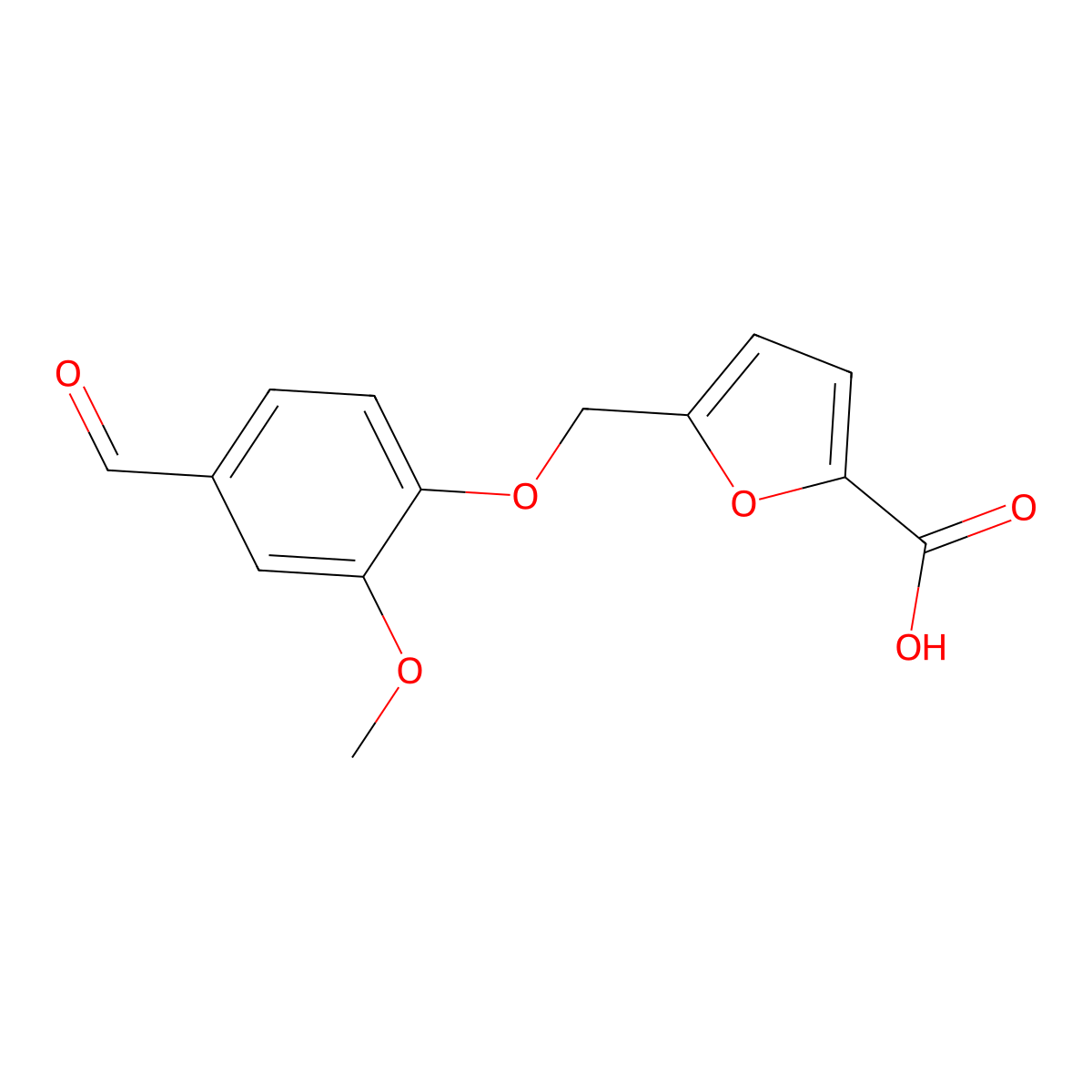 5-((4-Formyl-2-methoxyphenoxy)methyl)furan-2-carboxylic acid molecular structure, CAS 827011-73-4